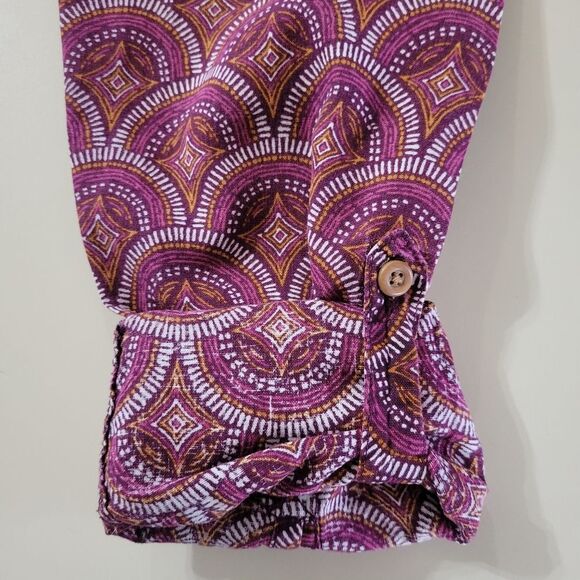Duluth Trading Purple Patterned Artisan Hemp Long Sleeve Tunic - Picture 11 of 16